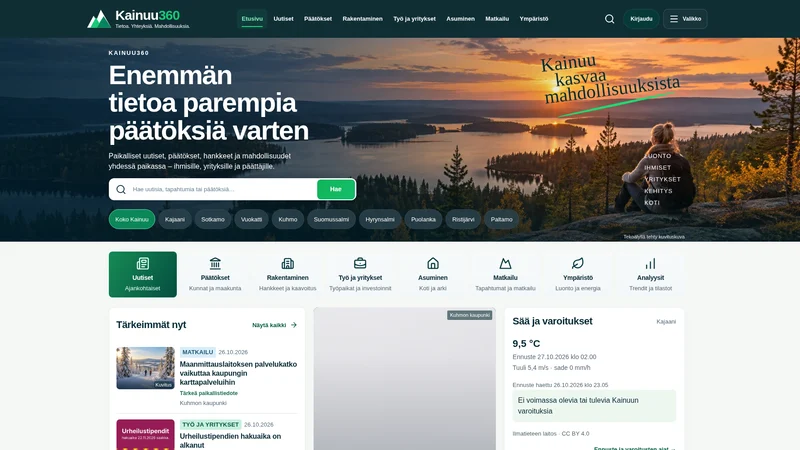 kainuu360.fi – kuvakaappaus sivustosta