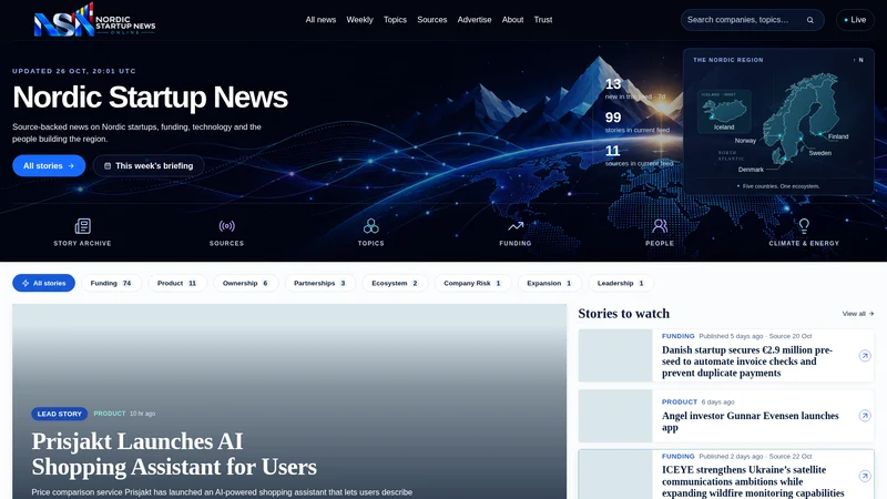 nordicstartupnews.online – kuvakaappaus sivustosta