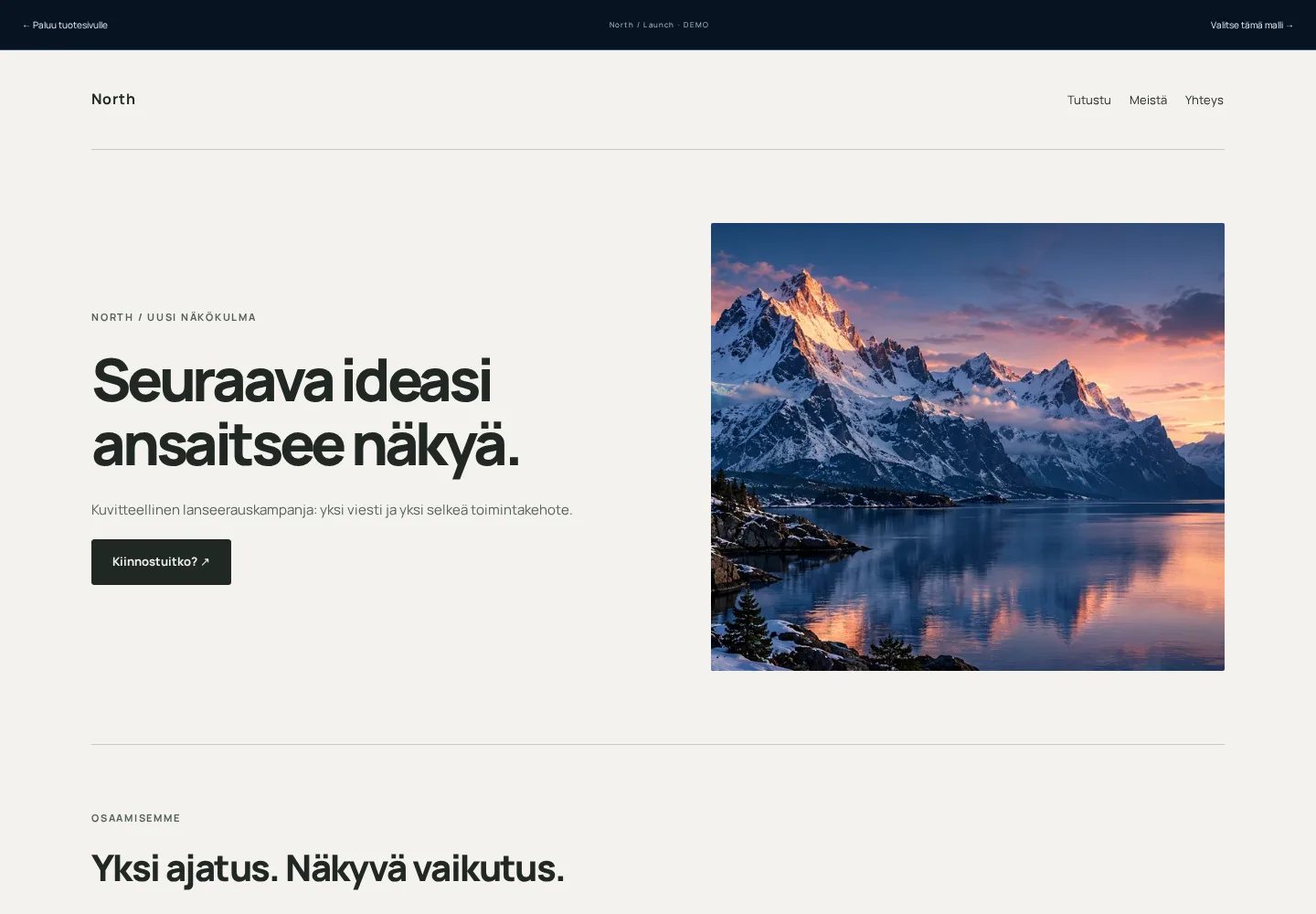 Kampanja- tai laskeutumissivu – toimivan mallisivuston esikatselu