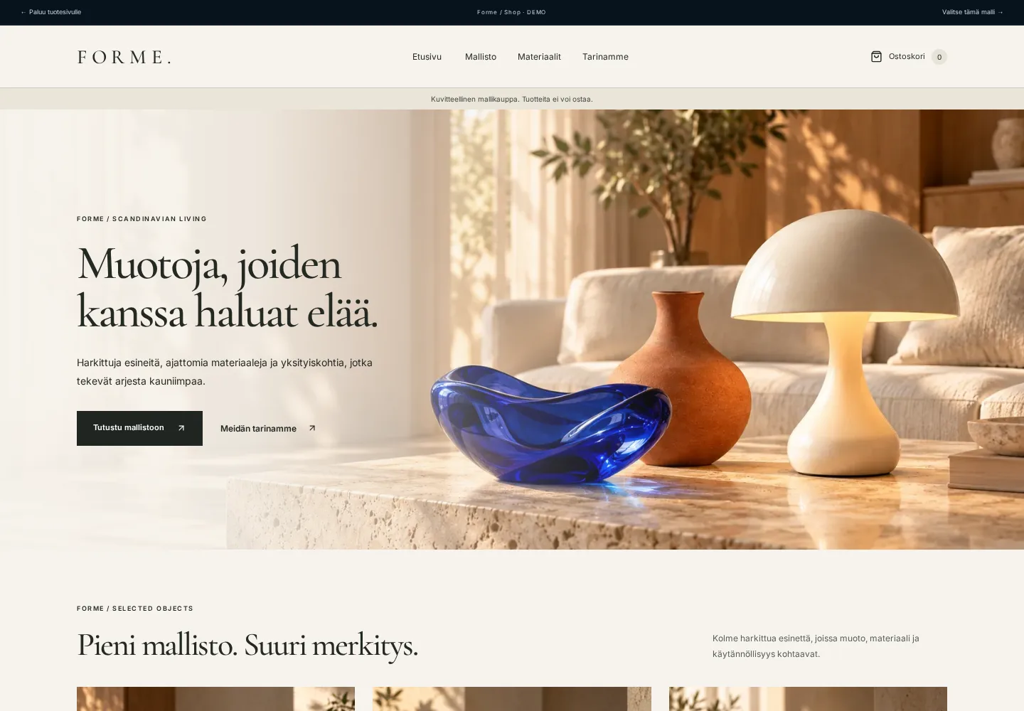 Forme / Shop – kuvakaappaus demosta