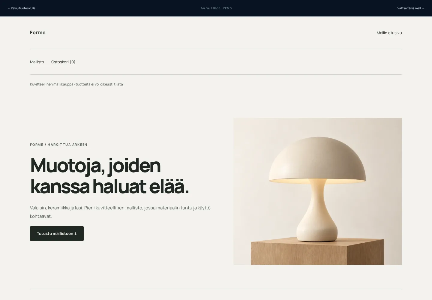Kevyt verkkokauppa – toimivan mallisivuston esikatselu