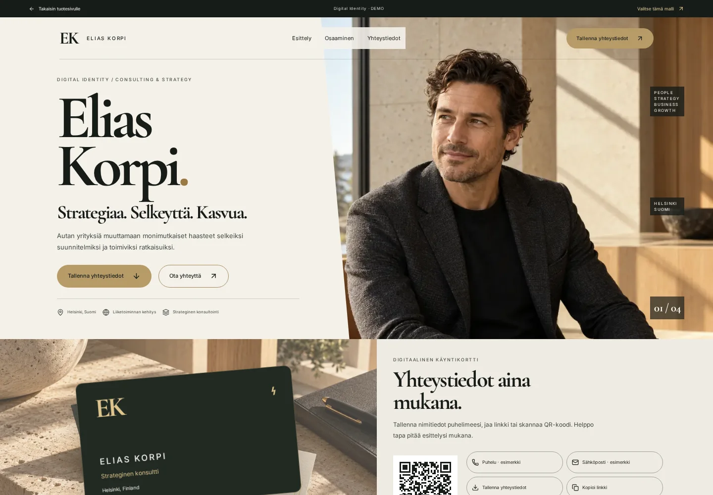Digital Identity – kuvakaappaus demosta