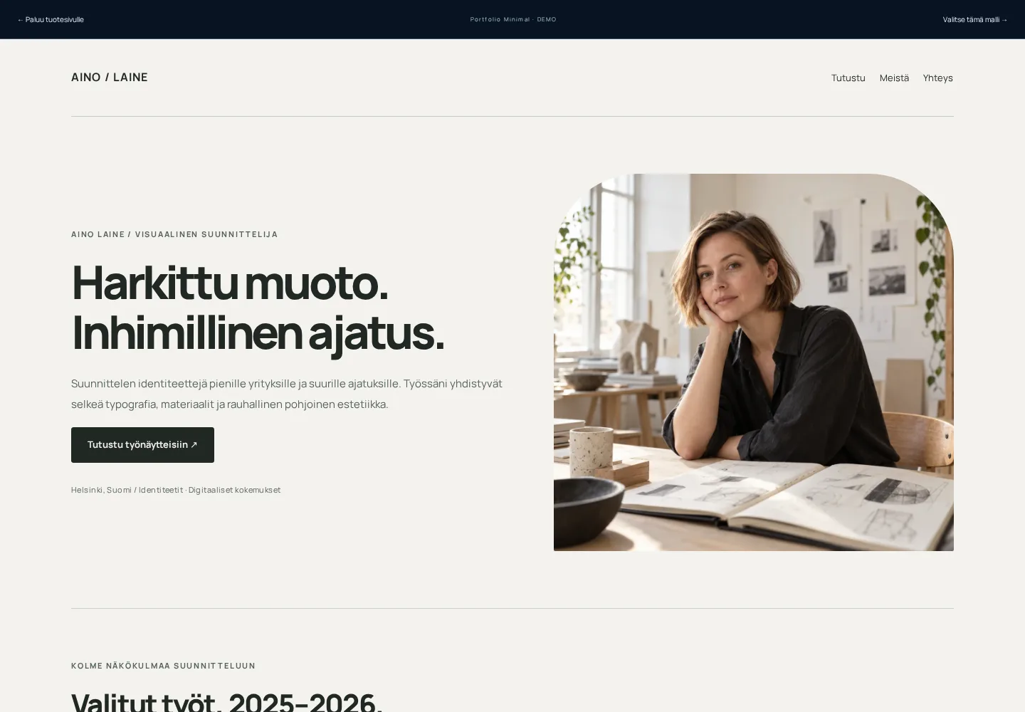 Henkilökohtainen portfoliosivu – toimivan mallisivuston esikatselu