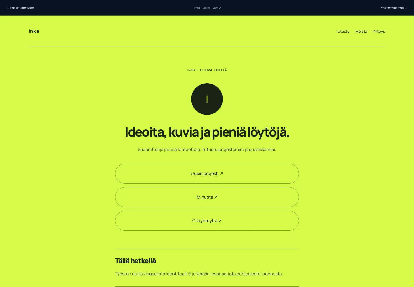 Inka / Links – aito kuvakaappaus mallisivustosta